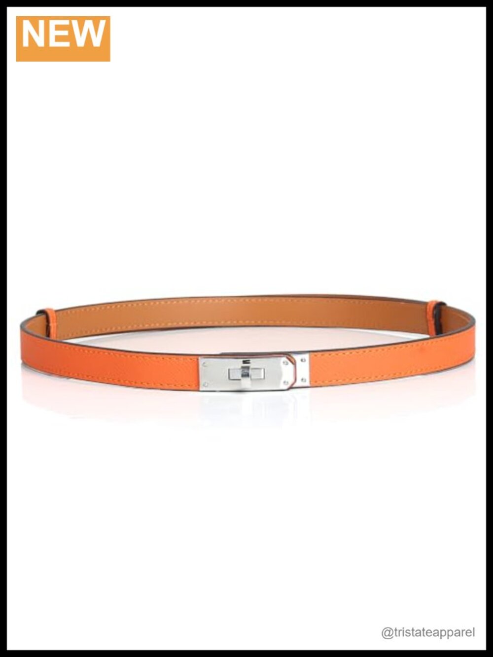 Italian Epsom Cowhide Skinny Leather Belt with 316L Stainless Steel Turn Lock